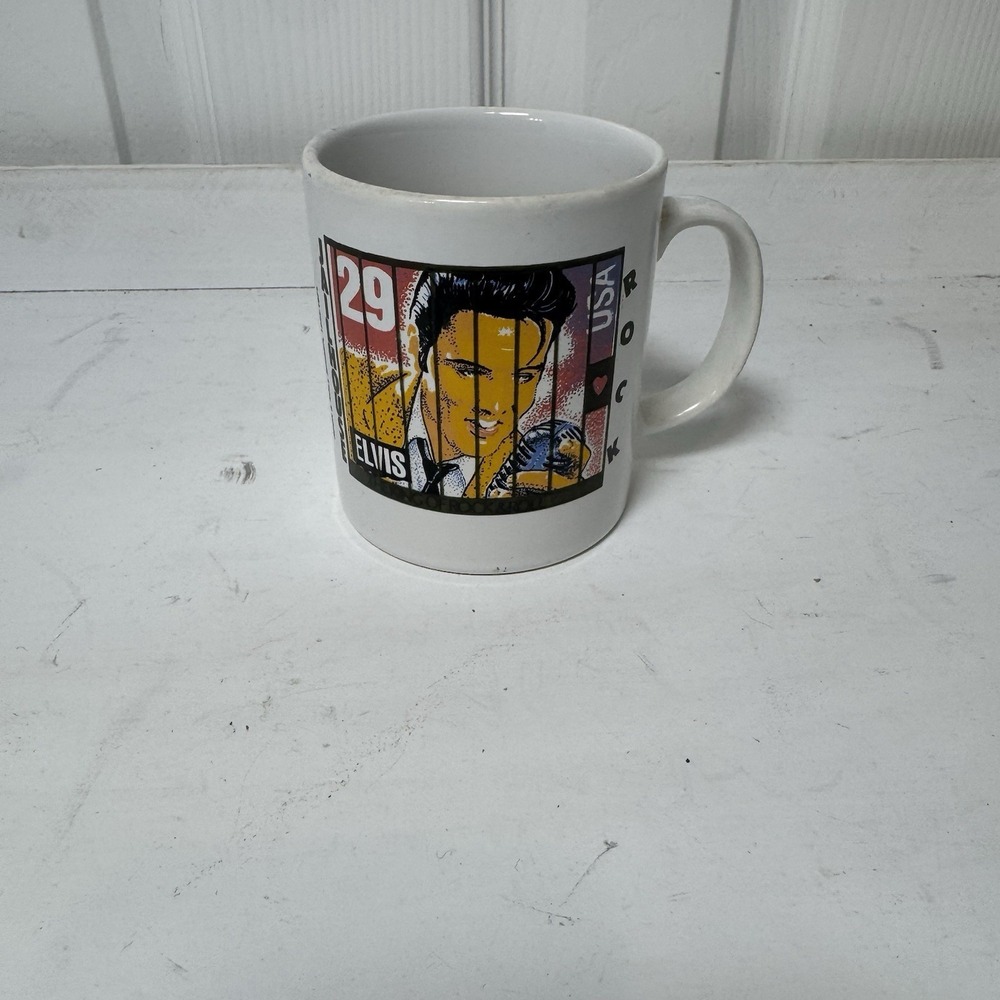 Elvis Presley Jailhouse Rock U.S. Postage Stamp Coffee Cup Kilncraft 1992
